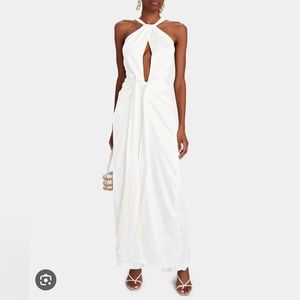 Azulu Briony white cotton cutout jacquard jumpsuit xxs